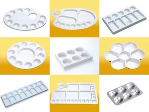Paleta de pintura artista plástico aluminio porcelana redondo ovalado cuadrado soporte de agua - Imagen 1 de 20