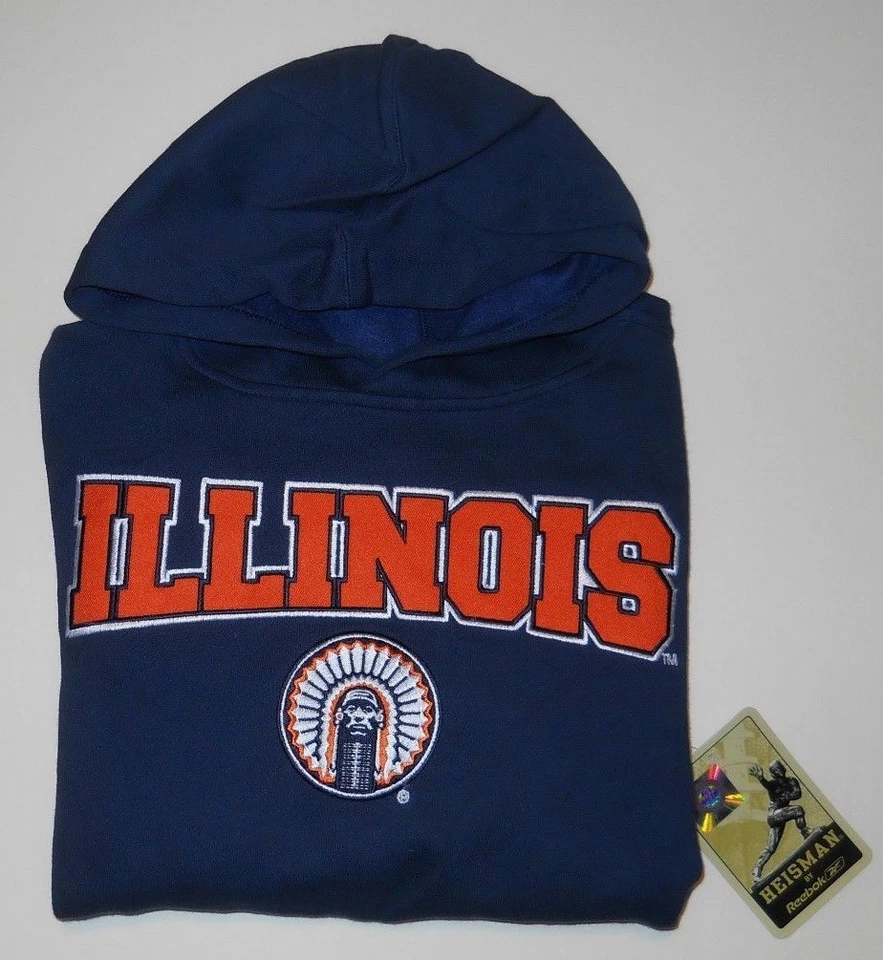 UNIVERSIDAD DE ILLINOIS REEBOK SUÉTER SUDADERA CON CAPUCHA JUVENIL TALLA MEDIANA (10/12) NUEVO CON ETIQUETAS Foto 1 de 1