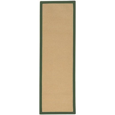 Riverbay Furniture 2'6" x 12' Transitional Wool Runner Rug in Sisal and Green - Image 1 of 4