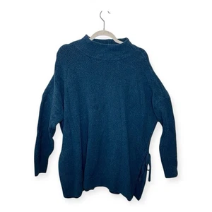 Pure Jill Blue Side-Tie Tunic Sweater Cozy Minimalist Oversized Knit M/L - Picture 1 of 7