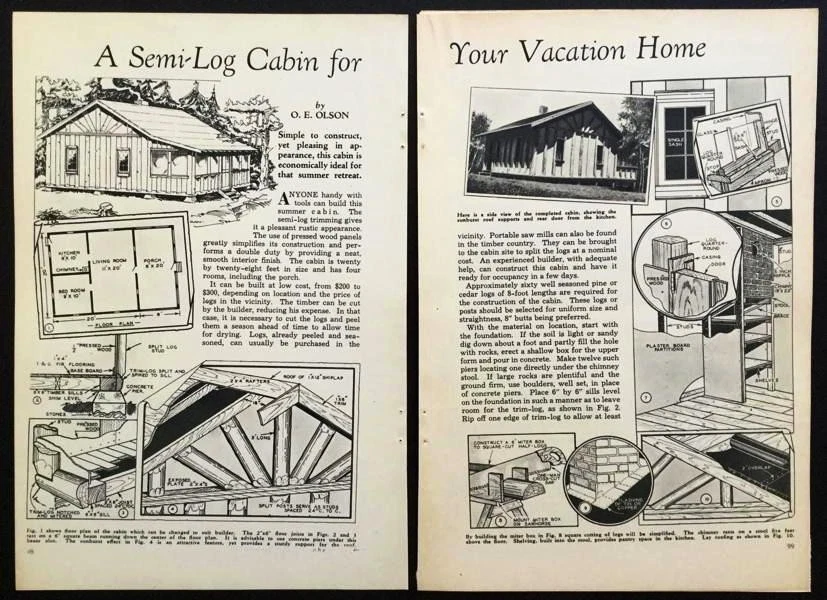 Tudor style LOG CABIN 1935 How-To build PLANS 20'x28' - Image 1 of 1
