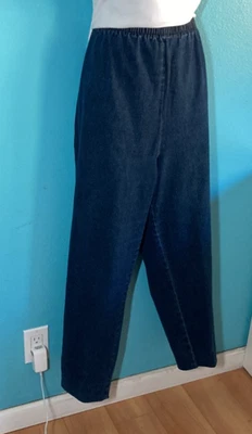 Liz & Me Womens Size 0X Dark Blue Denim Pull On Elastic Waist Pants No Pockets - Image 1 of 4