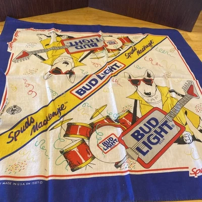 Vintage 1980s Spuds Mackenzie Bud Light Bandana Handkerchief Beer Advertisement - Image 1 of 3