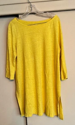 Vestido Eileen Fisher amarelo brilhante decote redondo tamanho M novo sem etiquetas - Imagem 1 de 2
