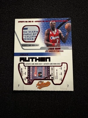 LAMAR ODOM 2002-03 Fleer Authentix LAUNDRY TAG PATCH Ticket RIPPED Game Worn - Image 1 of 2