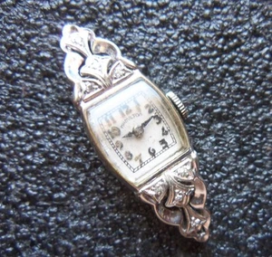 Vintage Hamilton 8 Diamond 14k White Gold Wristwatch - Picture 1 of 4