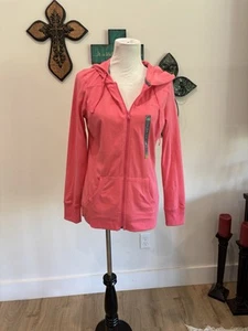 NWT TEK GEAR Womens Size Medium Dry Tek Pink/Coral Zip Up Hooded Jacket - Picture 1 of 5