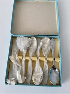 Juego de 6 cucharas coronación reina Isabel (1953) placa cromada sobre níquel plata - Imagen 1 de 8