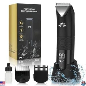 Electric Body Hair Trimmer with Light, Waterproof Razor for Men, LED Display - Picture 1 of 6
