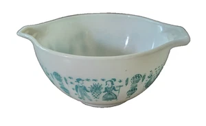 PYREX Amish Butterprint 441 Cinderella Bowl 1.5 Pt Turquoise on White - Picture 1 of 12