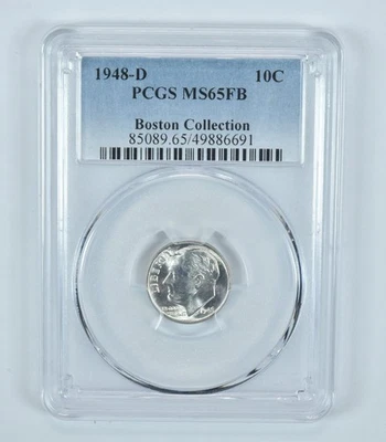 1948-D Roosevelt Dime Boston Collection MS65 FB PCGS Blue Label *7360 - Image 1 of 4
