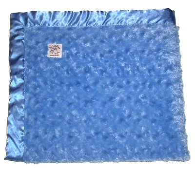 This Little Piggy Wears Algodón Azul Roseta Remolinos Bebé Manta Borde Satinado 30x33 Foto 1 de 2