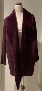 Autograph Knit Faux Suede Fur Collar Jacket Size S (fits 16-18) - Picture 1 of 5
