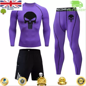 Mens GYM Workout Compression Running Sports Top Pants Base Layer shorts Leggings - Picture 1 of 14