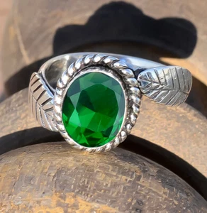 Chrome Diopside Oval Gemstone Ring 925 Sterling Silver Birthday Present Jewelry - Picture 1 of 8