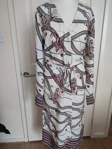 ๐H&M MIDI SHIRT DRESS SIZE 14/16 IVORY PAISLEY PRINT,LONG SLEEVE,SEMI SHEER - Picture 1 of 19