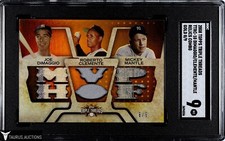 2008 Topps Triple Threads Dimaggio Clemente Mantle Relics Combo Gold /9 SGC 9 MT