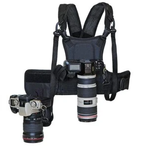 Dual 2 Camera Carrying Chest Harness System Vest Quick Strap with Side Holster - Picture 1 of 11