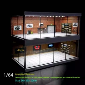 Diorama 1/64 Car Garage Model LED Lights City Car Showroom Scene Model Display - Picture 1 of 41