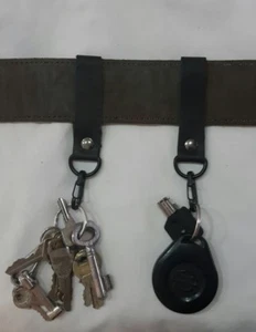 2x harley fob leather black gunmetal keyring keychain belt loop #107 - Picture 1 of 12