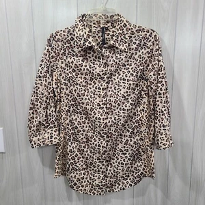 Cathy Daniels Leopard Print Button Down Shirt Size S EUC - Picture 1 of 7