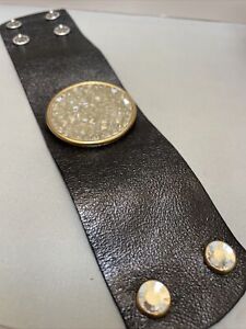 Bracelet en cuir Liz Palacios en cristal Swarovski 8 pouces de long (réglable)