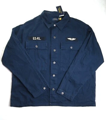 POLO RALPH LAUREN Men's Navy Military Airforce Herringbone Cotton Shirt Jacket - Image 1 of 4