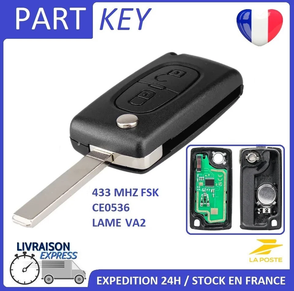 clé télécommande vierge pour CITROEN C3 DS3 BERLINGO JUMPY 2 boutons CE0536 FSK