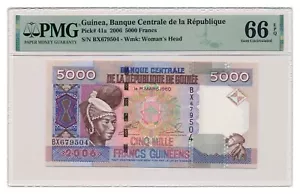 GUINEA banknote 5000 Francs 2006 PMG MS 66 EPQ Gem Uncirculated - Picture 1 of 7