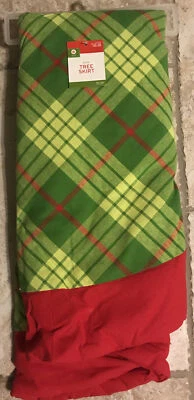 Christmas Holiday Tree Skirt Green And Red With Red Trim New - Image 1 of 2