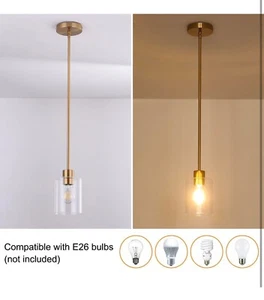 Brass Pendant Lights Kitchen Island - Gold Clear Glass Pendant Light Fixture.... - Picture 1 of 6