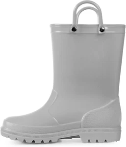 Kids Girls & Boys Rain Boots with Easy-On Handles Waterproof Outdoors - Picture 1 of 12