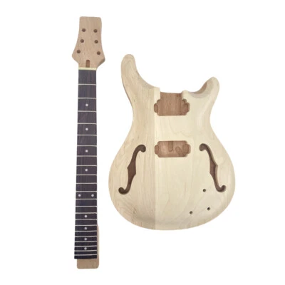 Guitar Kit Guitar Neck 22Fret 24.75inch Semi-hollow Guitar Body Unfinished DIY - Bild 1 von 4