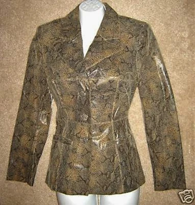 bebe - Leder Blazer Jacke Tailliert Extravagant - Pythonmuster Gr. S - Bild 1 von 4