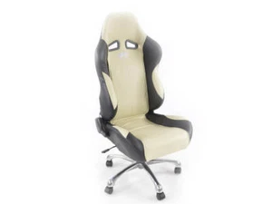 Black Beige Leather Faux Office Chair Sports Bucket Seat Style Garage Home Works - Picture 1 of 8
