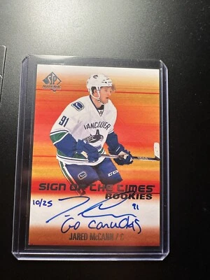 2015-16 SP AUTHENTIC JARED MCCANN SIGN OF THE TIMES ROOKIE AUTO INSCRIBED /25 - Image 1 of 2