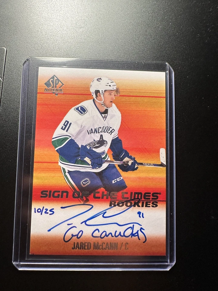 2015-16 SP AUTHENTIC JARED MCCANN SIGN OF THE TIMES ROOKIE AUTO INSCRIBED /25 - Image 1 of 2