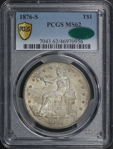 1876-S Trade Dollar PCGS MS-62 CAC Amber Toning! Cover