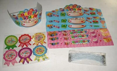 Lote de sombreros coronas para 36 pegatinas de recompensa rosa y azul Foto 1 de 3