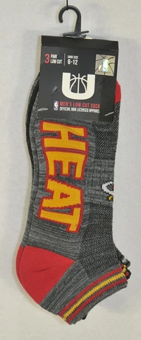 NBA Men's Miami Heat Low Cut Sock 6-12 (3 Pair) Officially Licensed Apparel NWT Cover
