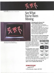 Vintage Print Ad Proton 625 Stereo Monitor/Receiver - Clearly The Best Oct 1986 - Picture 1 of 5