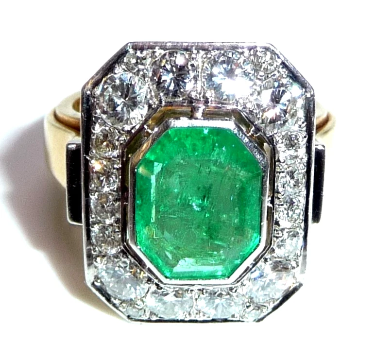 Ring 750 Gold  1.80 ct Brillanten 2.00 ct. Smaragd Gr 52 Exquisite Edelsteine - Bild 1 von 4