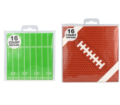 Football Party Napkins 32 Count Beverage and Large Football Napkins New - Image 1 of 4