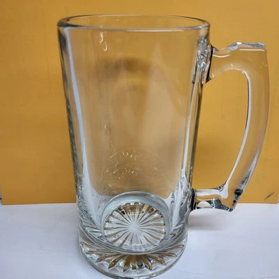 Taza de cerveza Stein 24 OZ vidrio transparente grueso pesado ¡Excelente estado! Foto 1 de 4