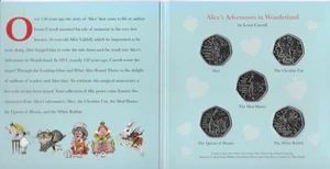 Alice's Adventures in Wonderland 5-coin CuNi BUnc 50p Isle of Man 2021 pack - Picture 1 of 8