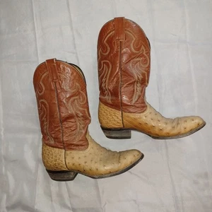 Ostrich Boots Full Quill Unknown Brand Size Vtg 70s Smokers Estate Need Cleaned - Picture 1 of 14