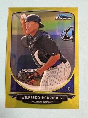 2013 Bowman Prospects Chrome Wilfredo Rodriguez Yellow /10: Slight Scuffing - Image 1 of 4