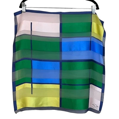 Oscar de la Renta Vintage Multicolor Geometric Silk Scarf Fall Luxury - Image 1 of 4