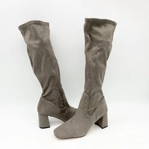 Nordstrom Rack Nala Heeled Square Toe Boot Womens 7.5 Taupe Knee High Minimalist - Picture 1 of 9