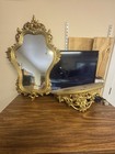 Vintage Syroco Gold Resin Hollywood Regency Wall Mirror with shelf